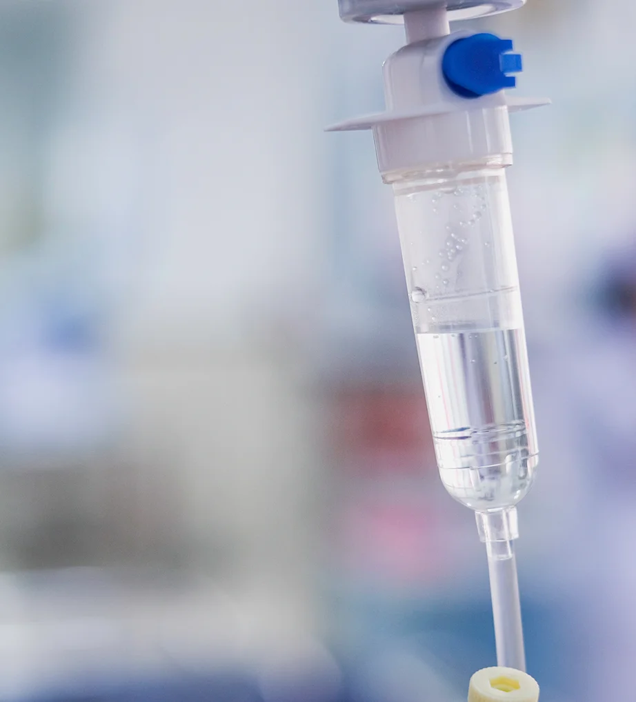 Close-up of a stem cell IV drip at iCRYO SouthPark